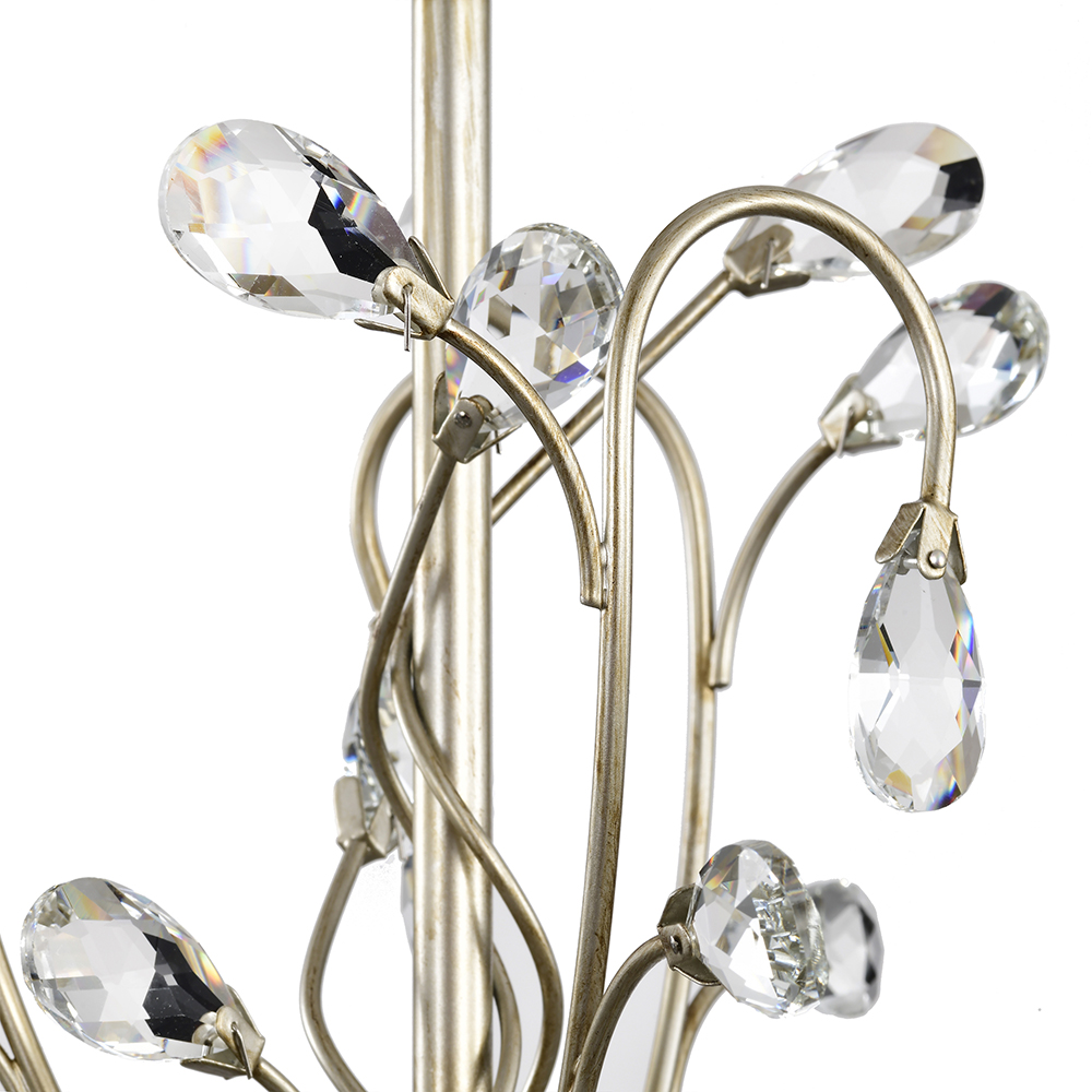 Holly 4-light Brushed Silver-ish Champagne Crystal Leaves Chandelier FD-7145-YBD