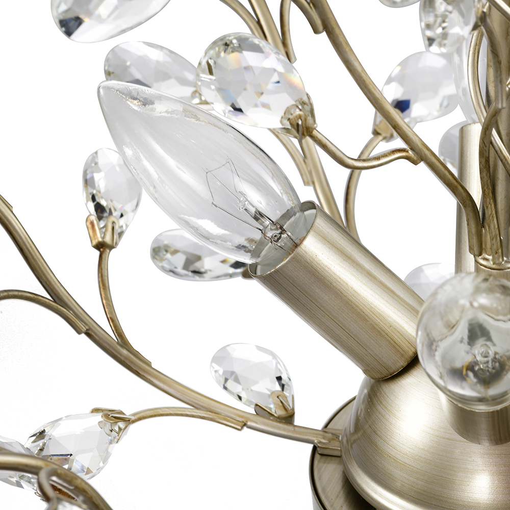 Holly 4-light Brushed Silver-ish Champagne Crystal Leaves Chandelier FD-7145-YBD