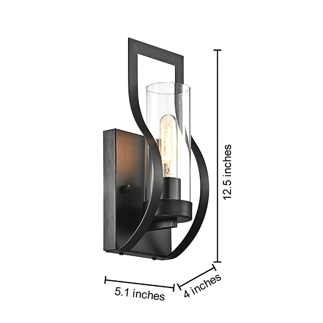 Anastasia 1 Light Wall Sconce with Clear Glass Shade and Curved Frame FD-7686-VZS