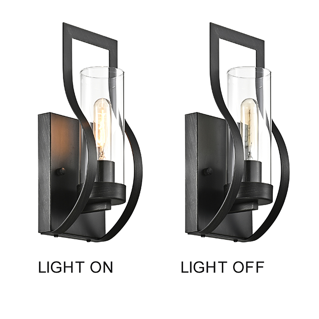 Anastasia 1 Light Wall Sconce with Clear Glass Shade and Curved Frame FD-7686-VZS