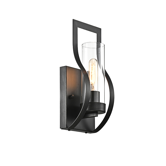 Anastasia 1 Light Wall Sconce with Clear Glass Shade and Curved Frame FD-7686-VZS