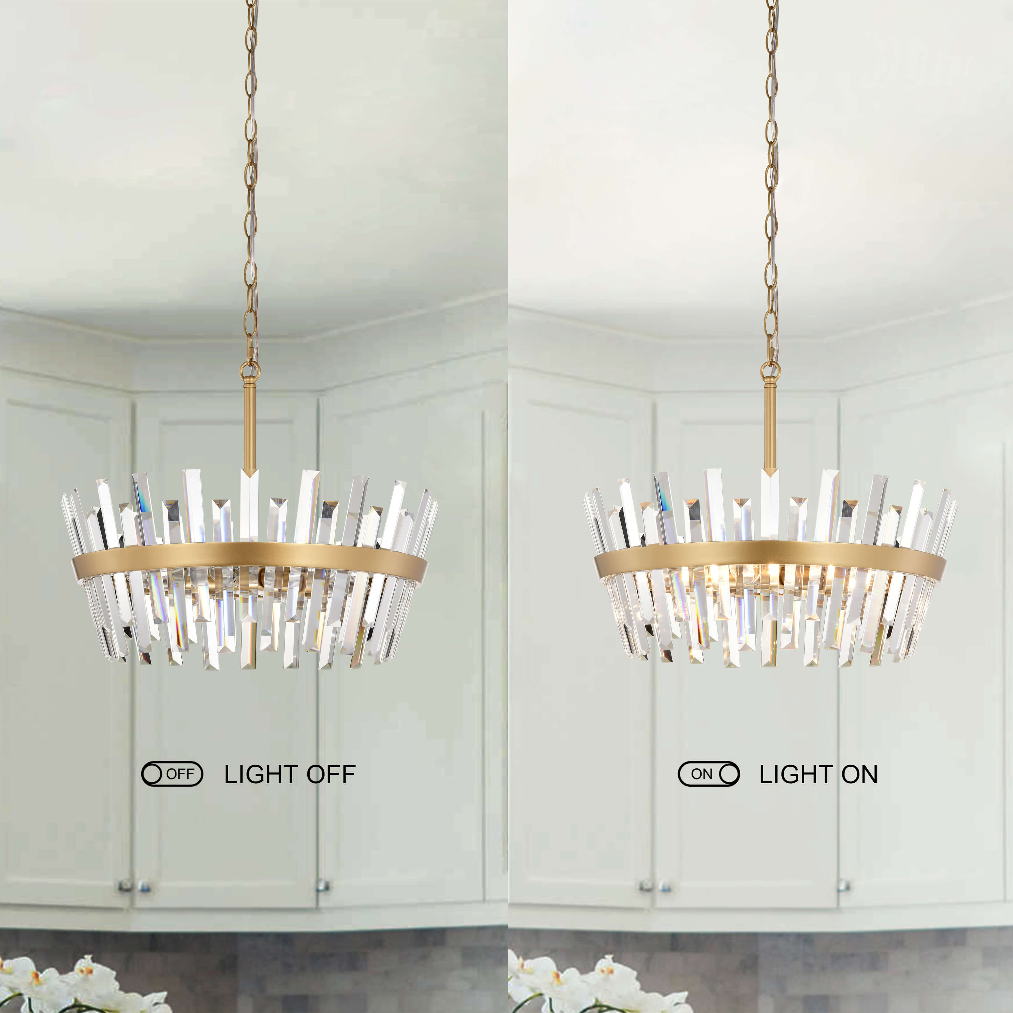 Daisy 6-Light Glam Crystal Glass Prism Round Chandelier FD-8014-VVB