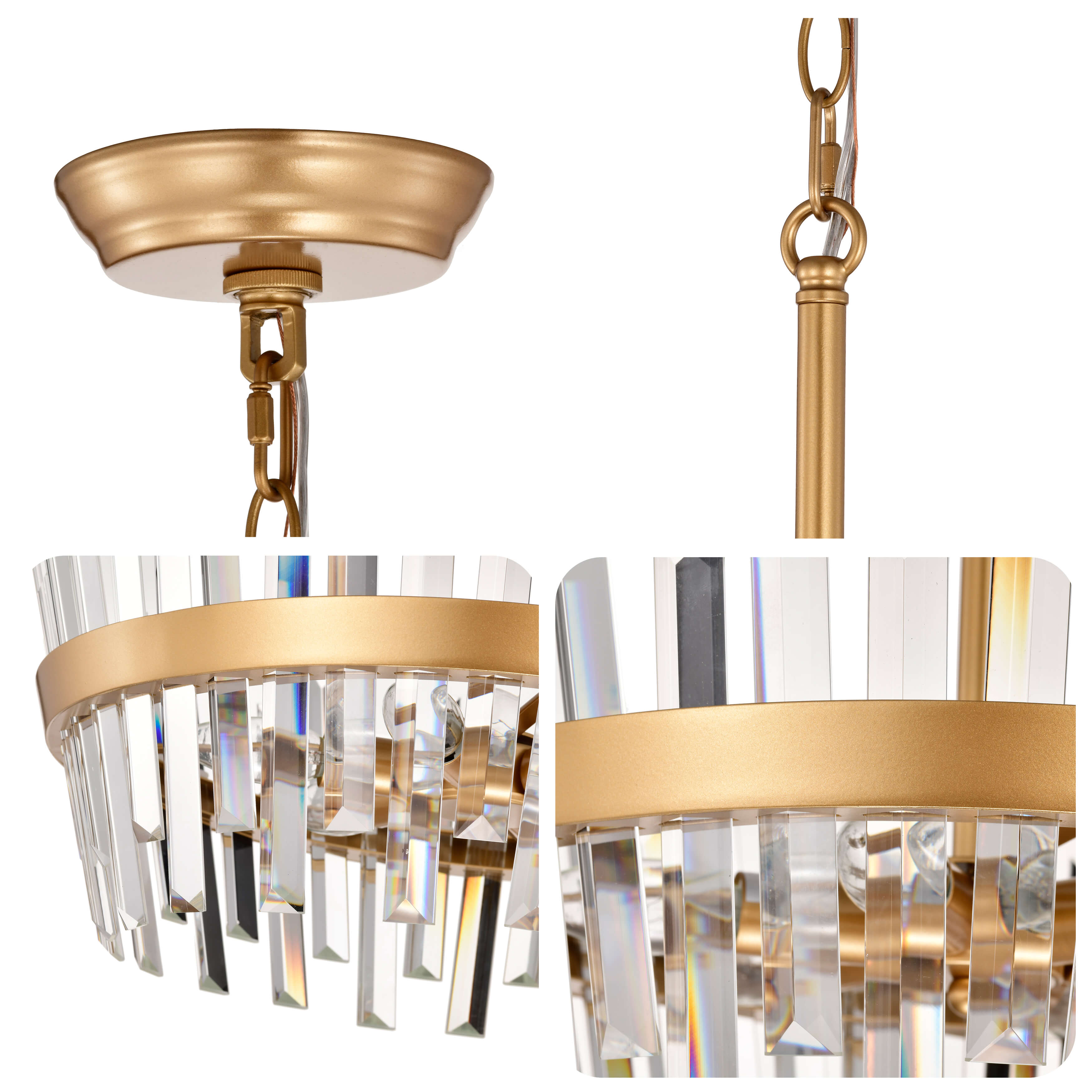 Daisy 6-Light Glam Crystal Glass Prism Round Chandelier FD-8014-VVB