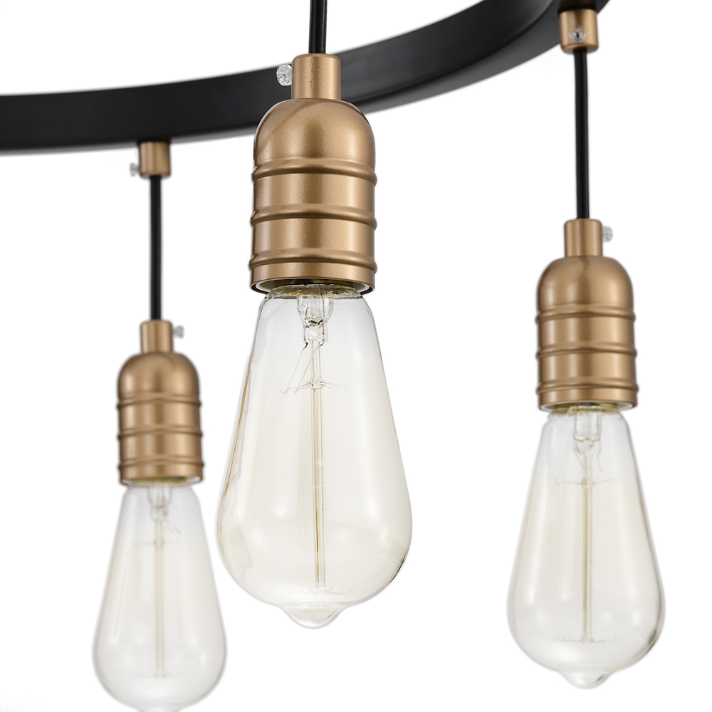 Eva Black and Shiny Bronze 6-light Metal Round Wheel Chandelier FD-8049-JWN