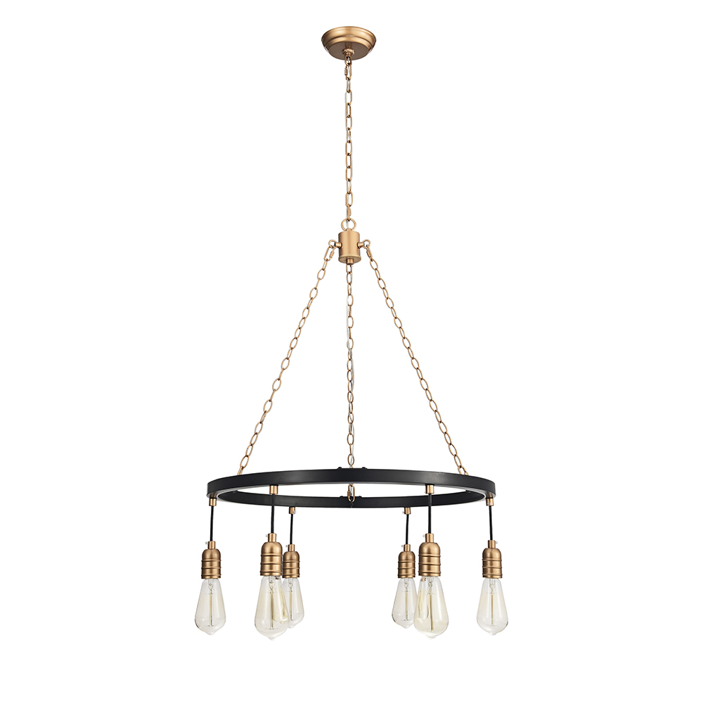 Eva Black and Shiny Bronze 6-light Metal Round Wheel Chandelier FD-8049-JWN
