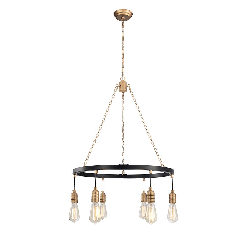 Eva Black and Shiny Bronze 6-light Metal Round Wheel Chandelier FD-8049-JWN