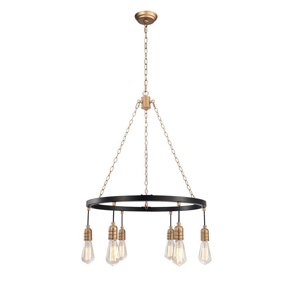 Viviana Black and Shiny Bronze 6-light Metal Round Wheel Chandelier FD-8049-JWN