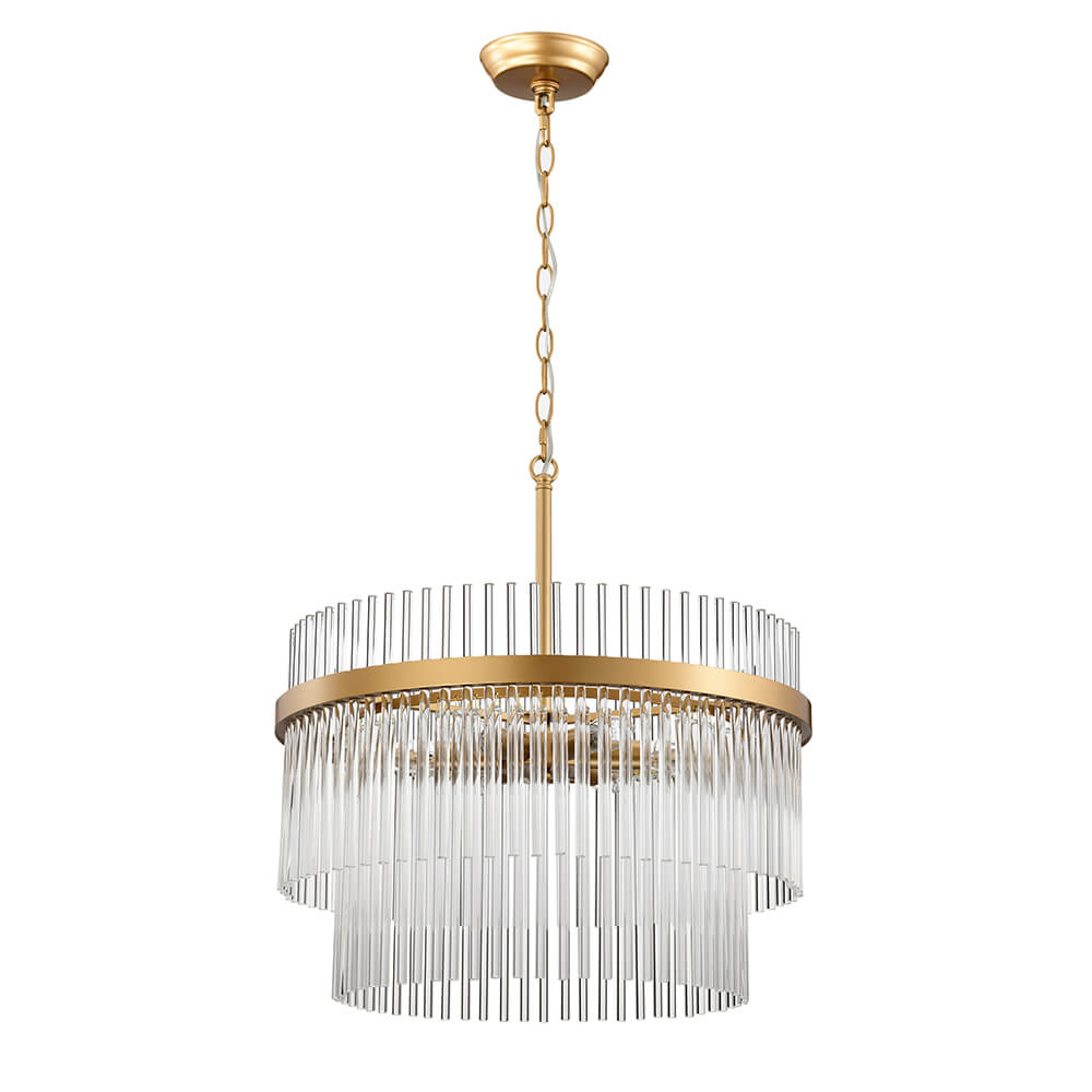 Casandra Glossy Bronze 6-light Two-Tier Crystal Glass Bar Round Chandelier FD-8238-ELE