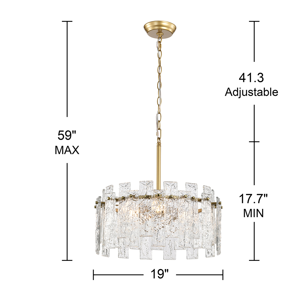 Casandra Glossy Bronze Water-ripple Crystal Glass Drum Chandelier FD-8713-VLX