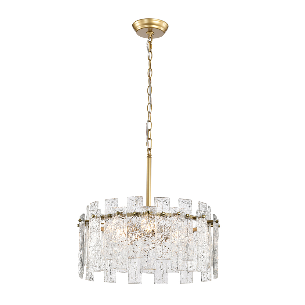 Casandra Glossy Bronze Water-ripple Crystal Glass Drum Chandelier FD-8713-VLX