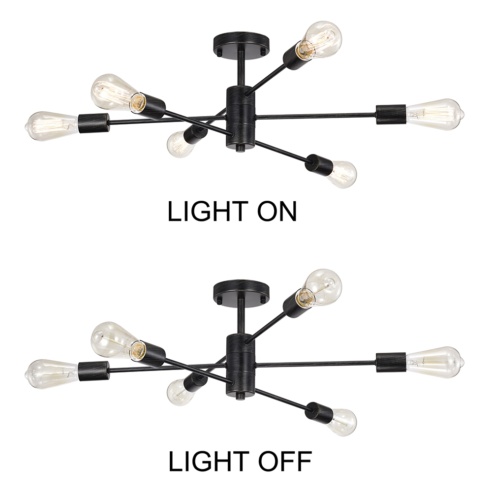 Cintia Modern 6-Light Antique Black Linear Flush Mount FD-8921-FUL