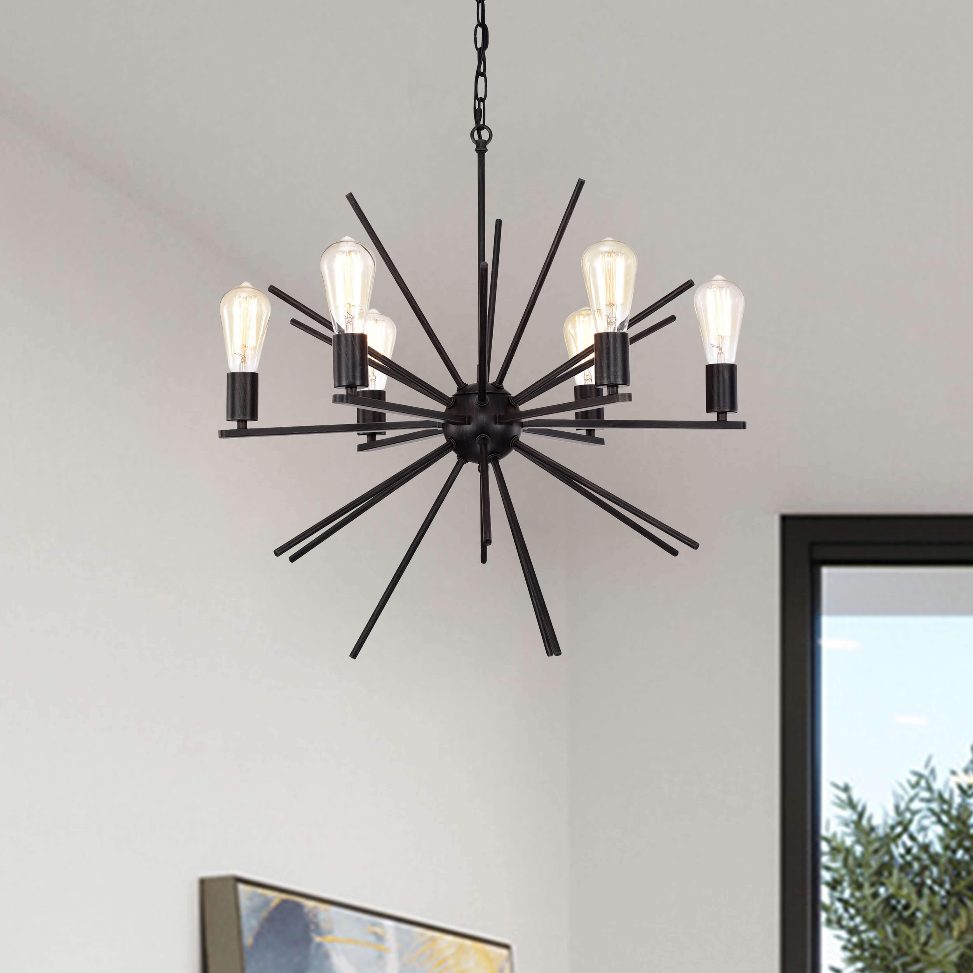 Fiona Antique Black 6-Light Sputnik Chandelier FD-8963-FFH