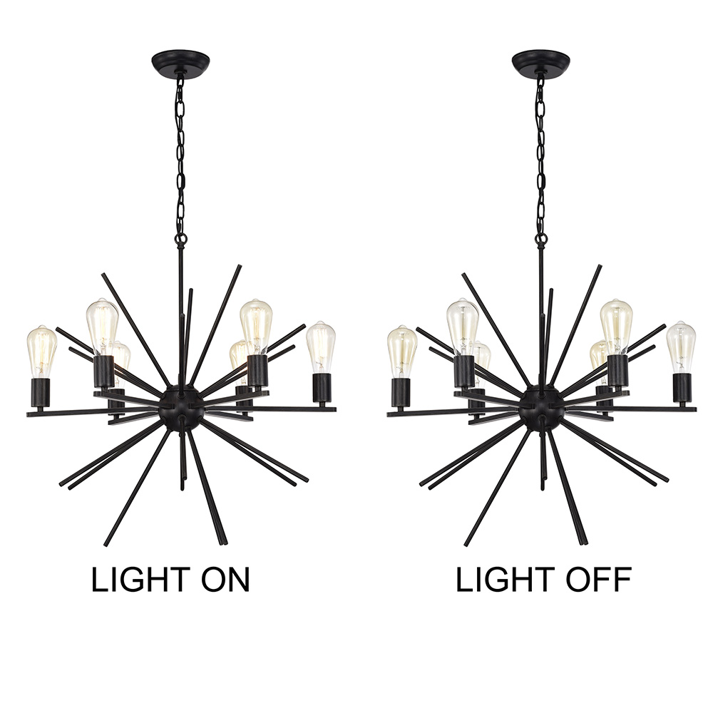 Fiona Antique Black 6-Light Sputnik Chandelier FD-8963-FFH