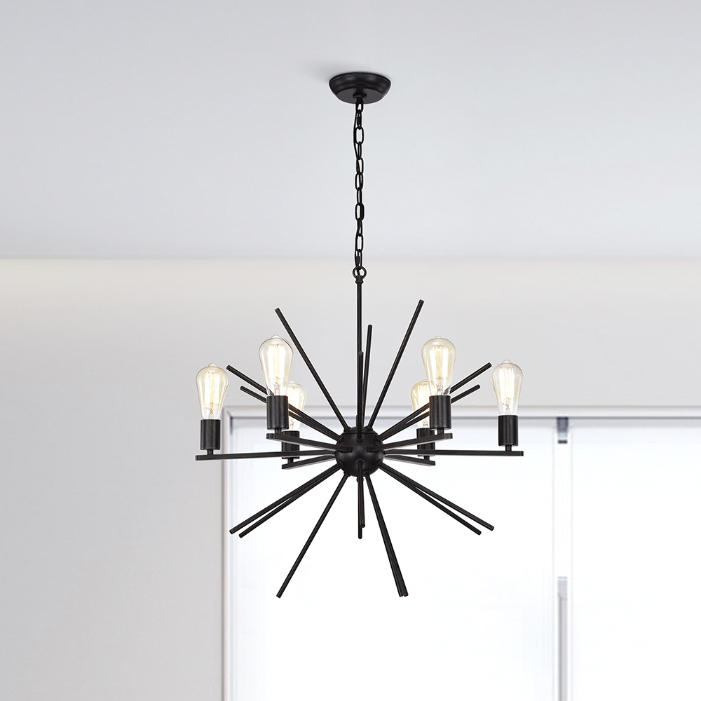 Fiona Antique Black 6-Light Sputnik Chandelier FD-8963-FFH