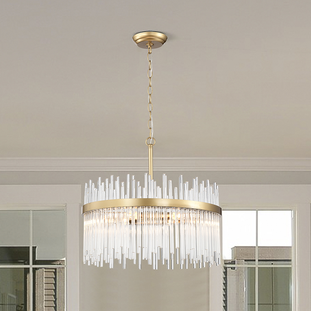 Casandra 5-light Shiny Bronze Chandelier with Clear Glass Bars FD-9021-CJQ