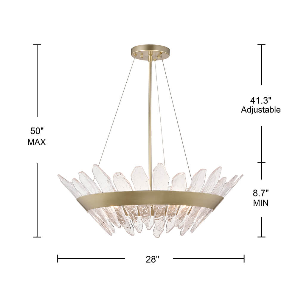 Daisy 5-Light 28" Modern Brushed Silver-ish Champagne Seedy Glass Chandelier FD-9181-DHB