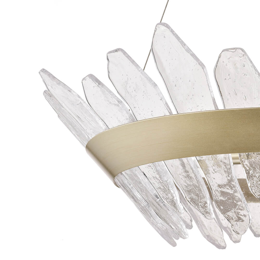 Daisy 5-Light 28" Modern Brushed Silver-ish Champagne Seedy Glass Chandelier FD-9181-DHB