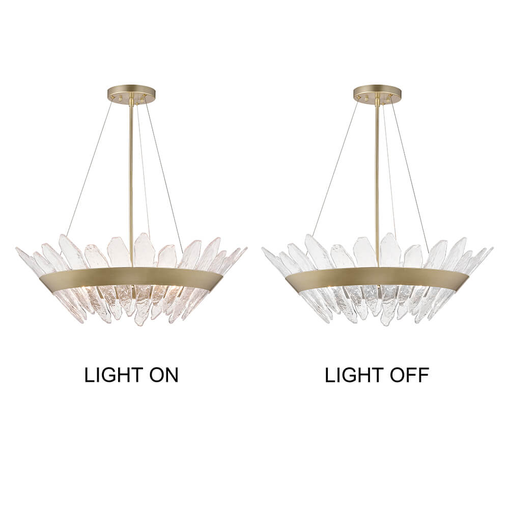 Daisy 5-Light 28" Modern Brushed Silver-ish Champagne Seedy Glass Chandelier FD-9181-DHB