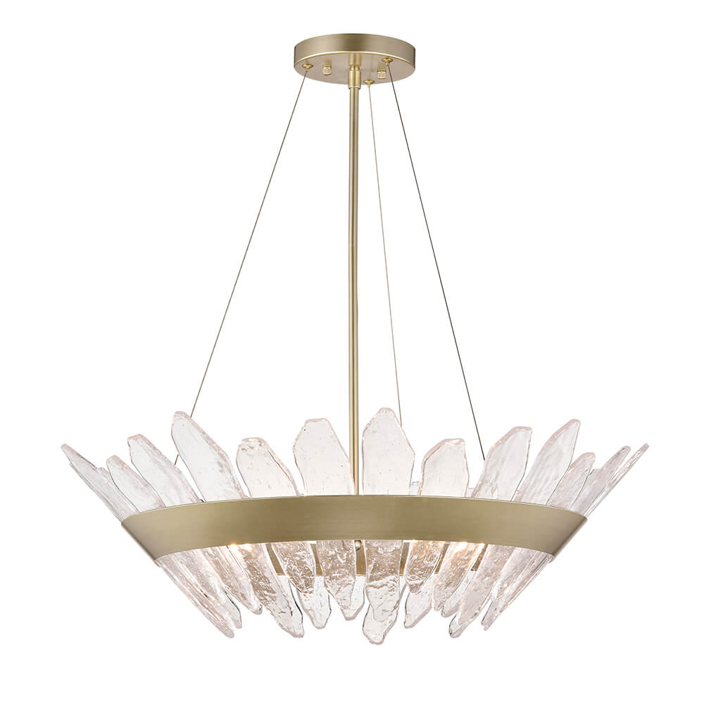 Daisy 5-Light 28" Modern Brushed Silver-ish Champagne Seedy Glass Chandelier FD-9181-DHB