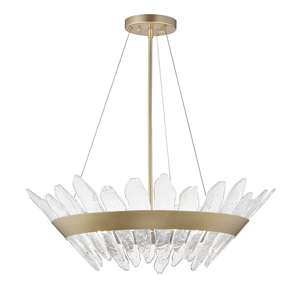 Daisy 5-Light 28" Modern Brushed Silver-ish Champagne Seedy Glass Chandelier FD-9181-DHB