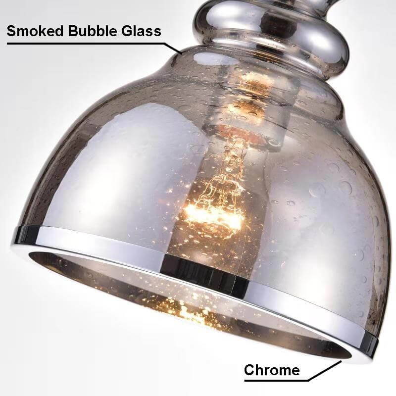 Alita Antique Black Pendant with Smoked Bubble Glass and Chrome Edge FD-9428-ZBV