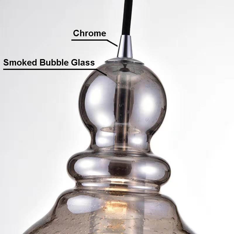 Alita Antique Black Pendant with Smoked Bubble Glass and Chrome Edge FD-9428-ZBV
