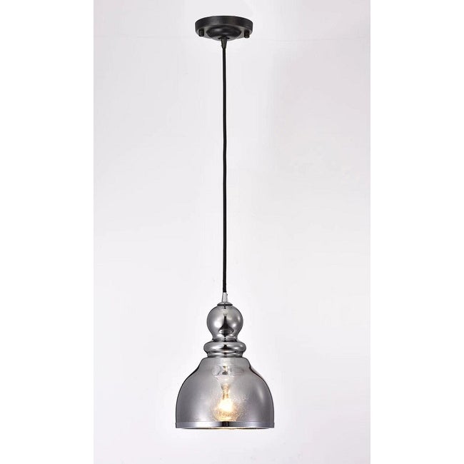 Alita Antique Black Pendant with Smoked Bubble Glass and Chrome Edge FD-9428-ZBV