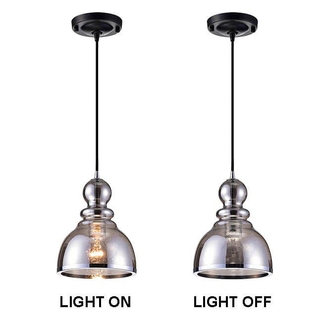 Alita Antique Black Pendant with Smoked Bubble Glass and Chrome Edge FD-9428-ZBV