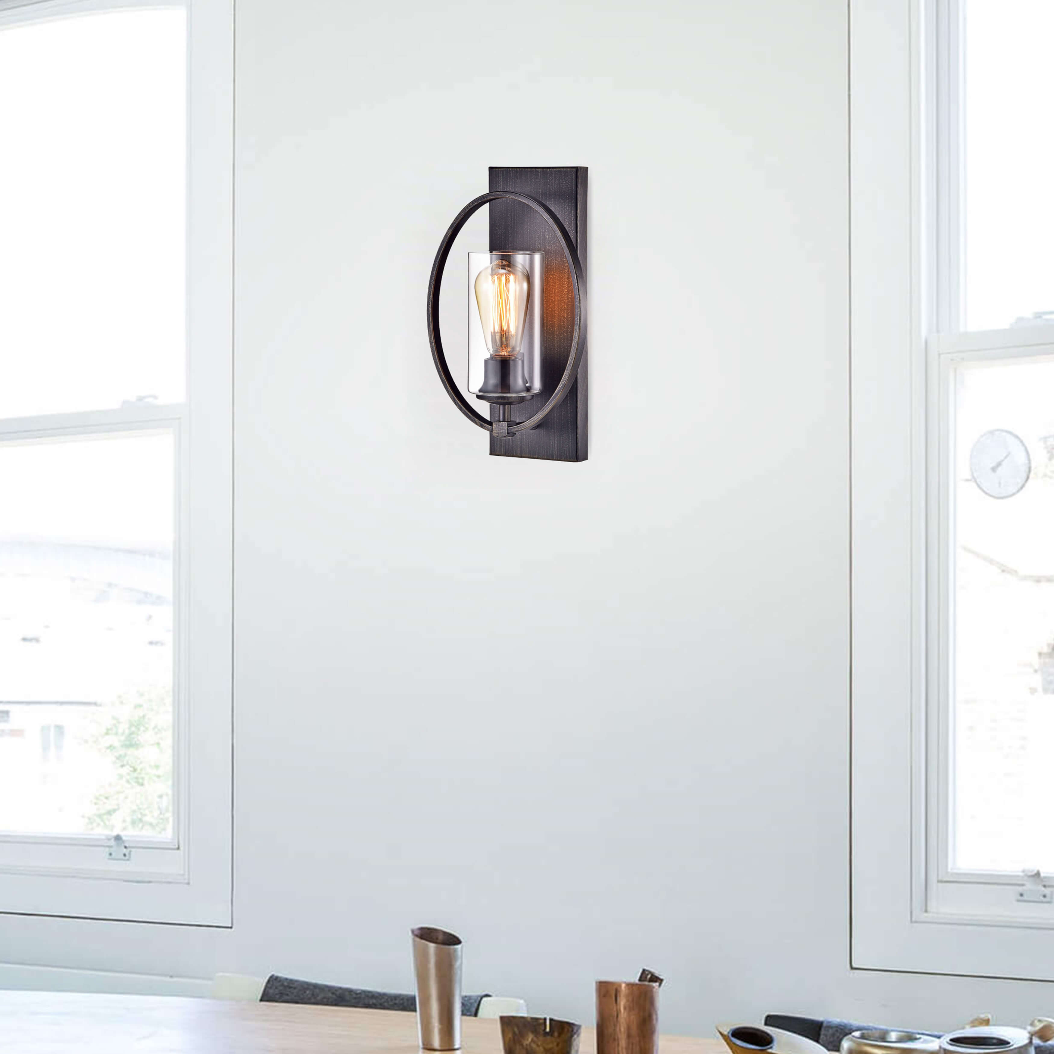 Anastasia Single Light Wall Sconce with Clear Glass Shade FD-9604-PEL