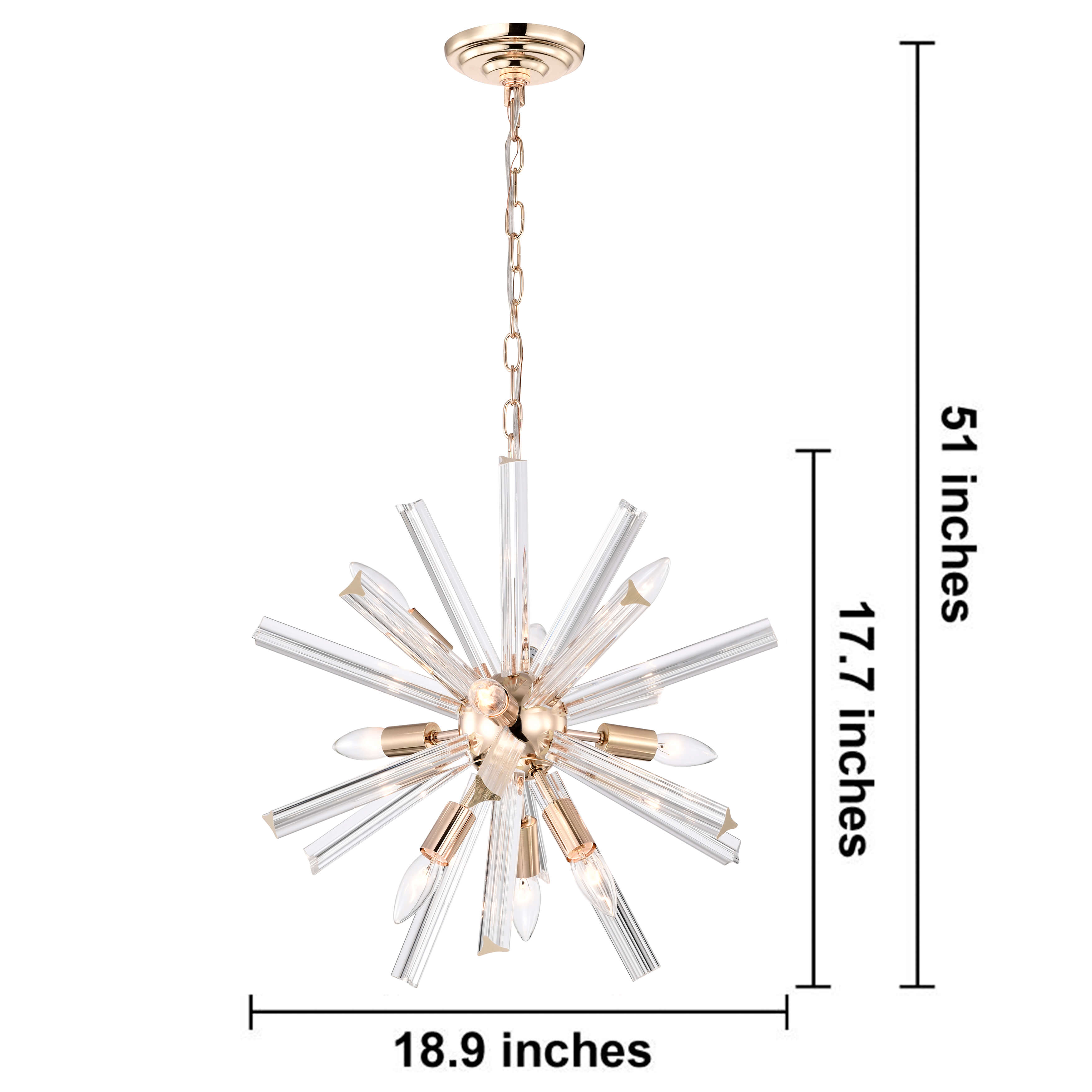 Lorena Glossy Bronze Plating 9-Light Clear Glass Bar Sputnik Chandelier FD-9853-UTP