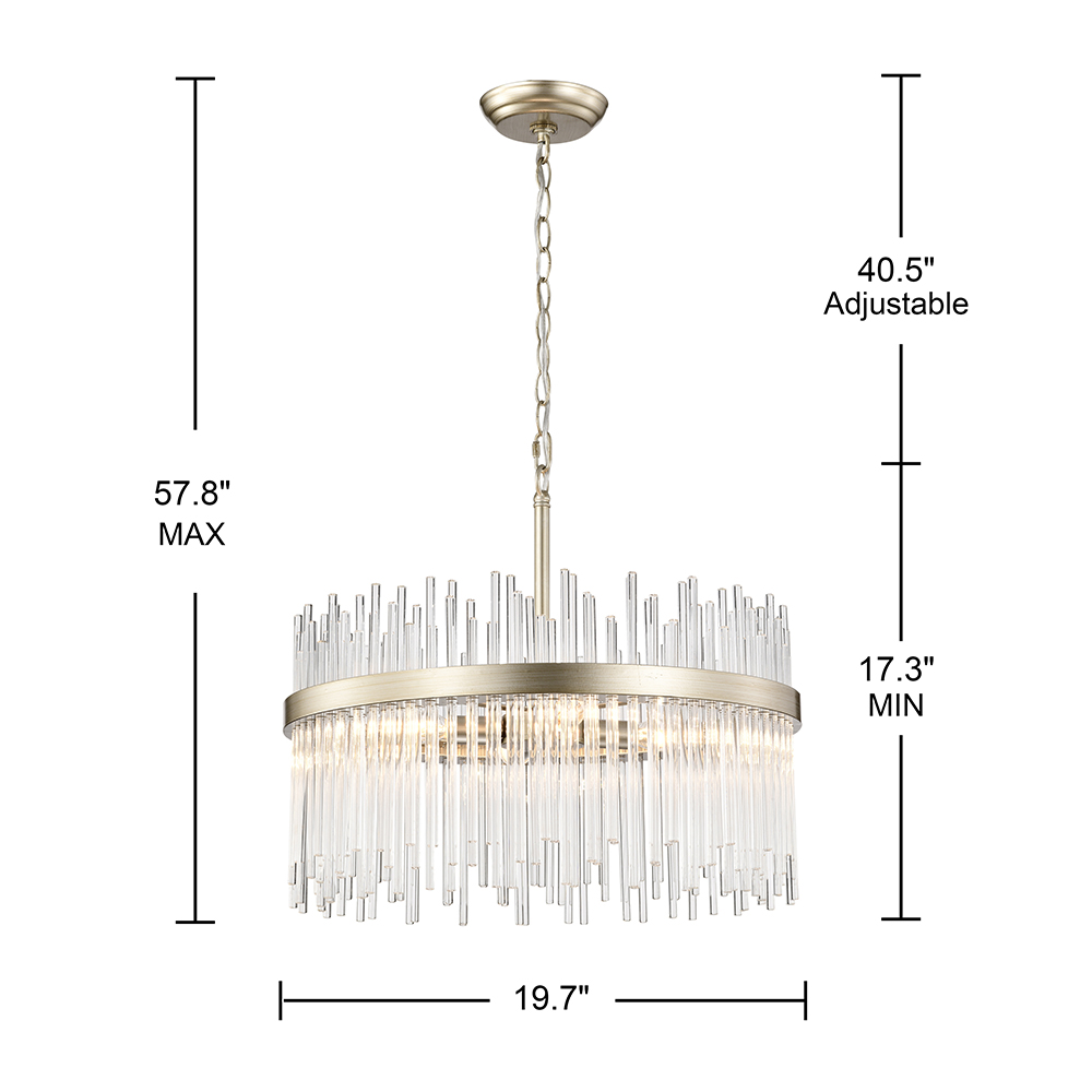 Casandra 5-light Brushed Champagne Silver Clear Glass Bars Chandelier FD-9861-GYQ