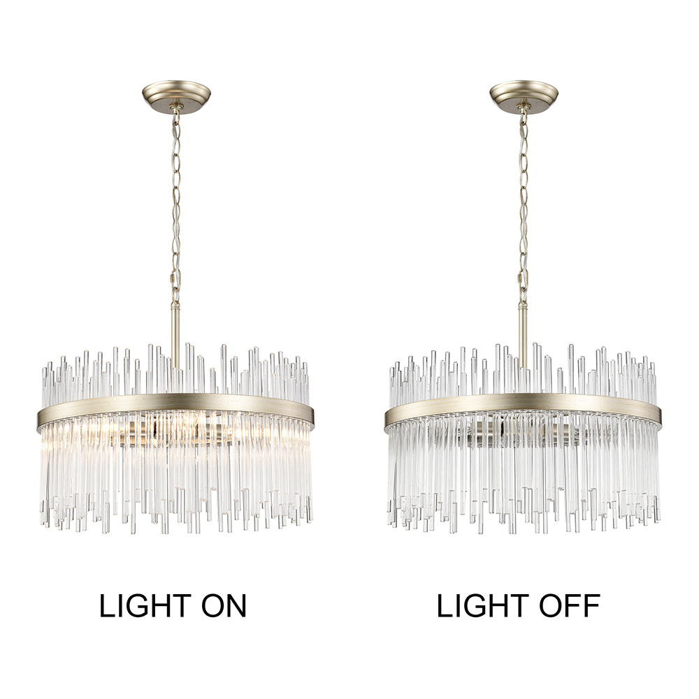 Casandra 5-light Brushed Champagne Silver Clear Glass Bars Chandelier FD-9861-GYQ