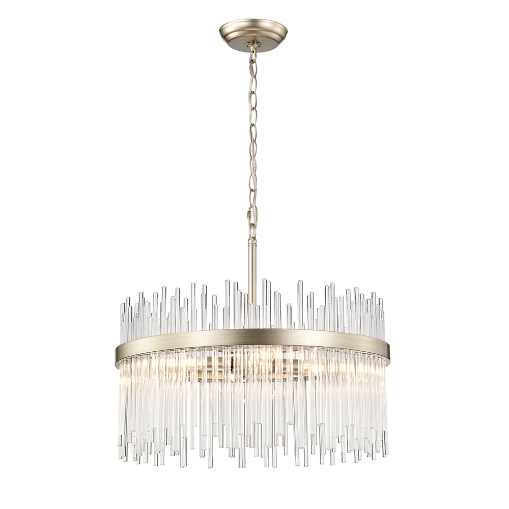 Casandra 5-light Brushed Champagne Silver Clear Glass Bars Chandelier FD-9861-GYQ