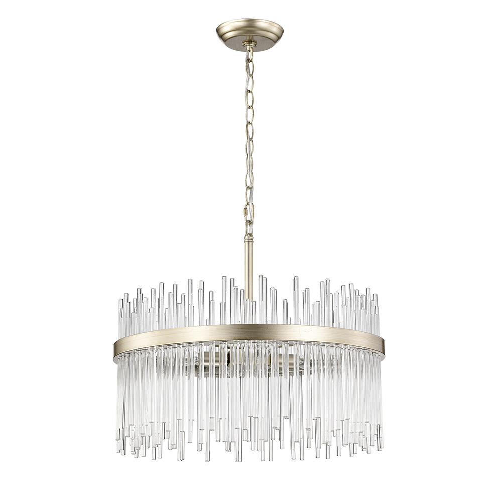 Casandra 5-light Brushed Champagne Silver Clear Glass Bars Chandelier FD-9861-GYQ
