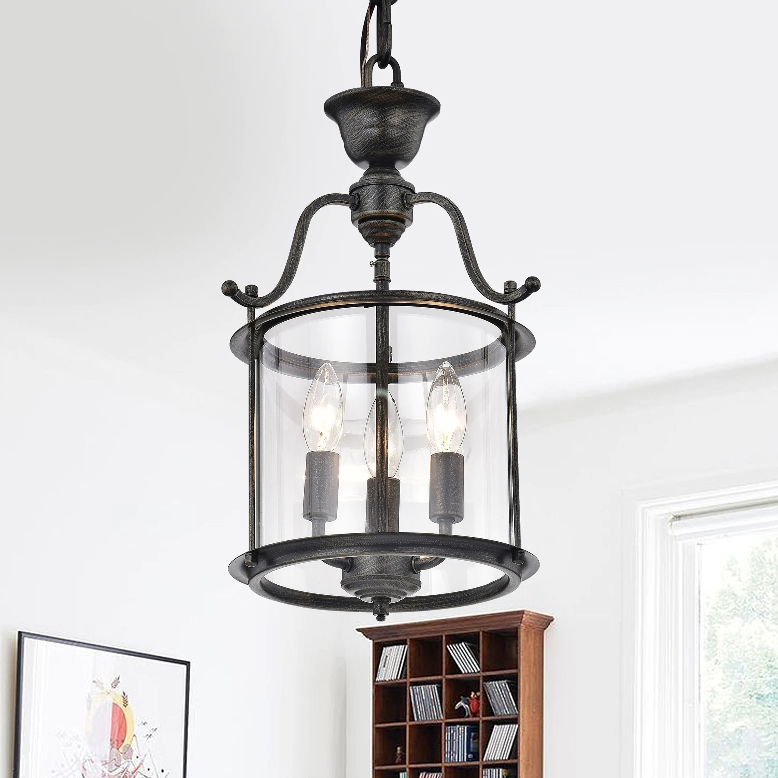 3-light Foyer Clear Glass Pendant Chandelier L161-IM-550