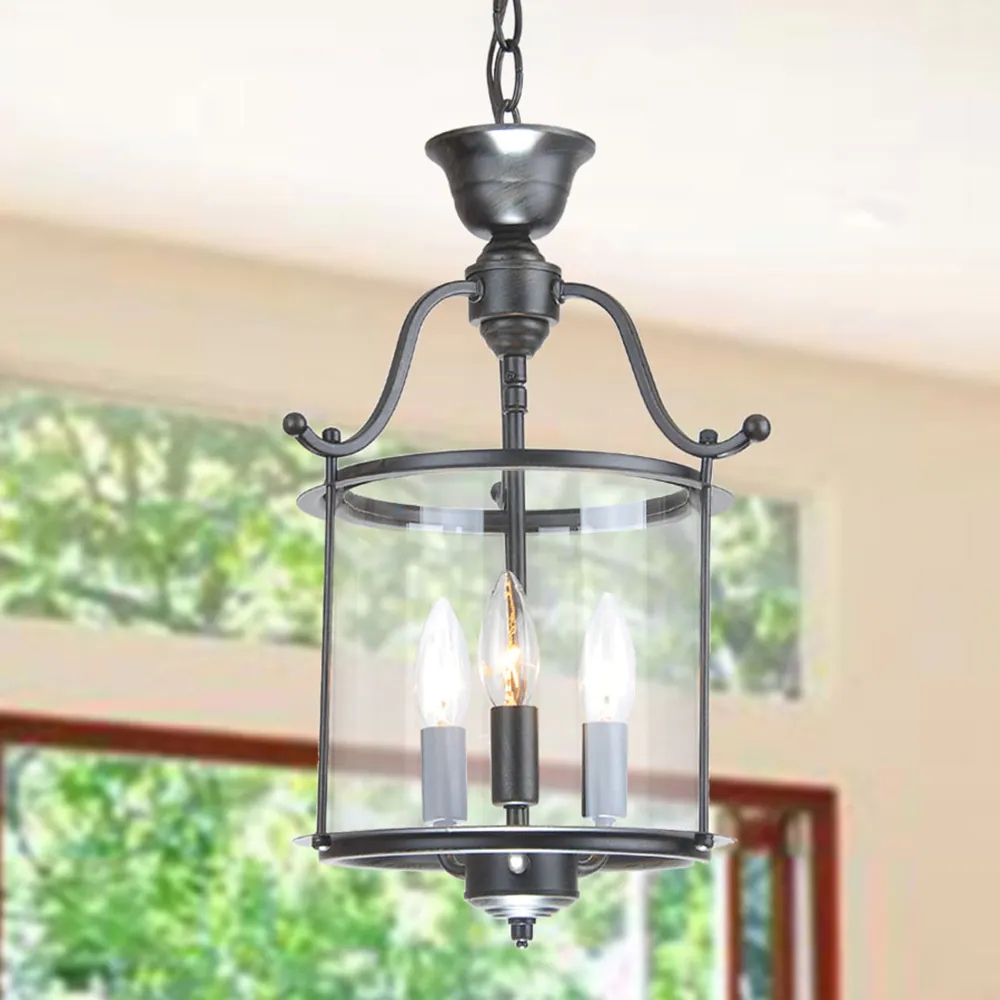 3-light Foyer Clear Glass Pendant Chandelier L161-IM-550