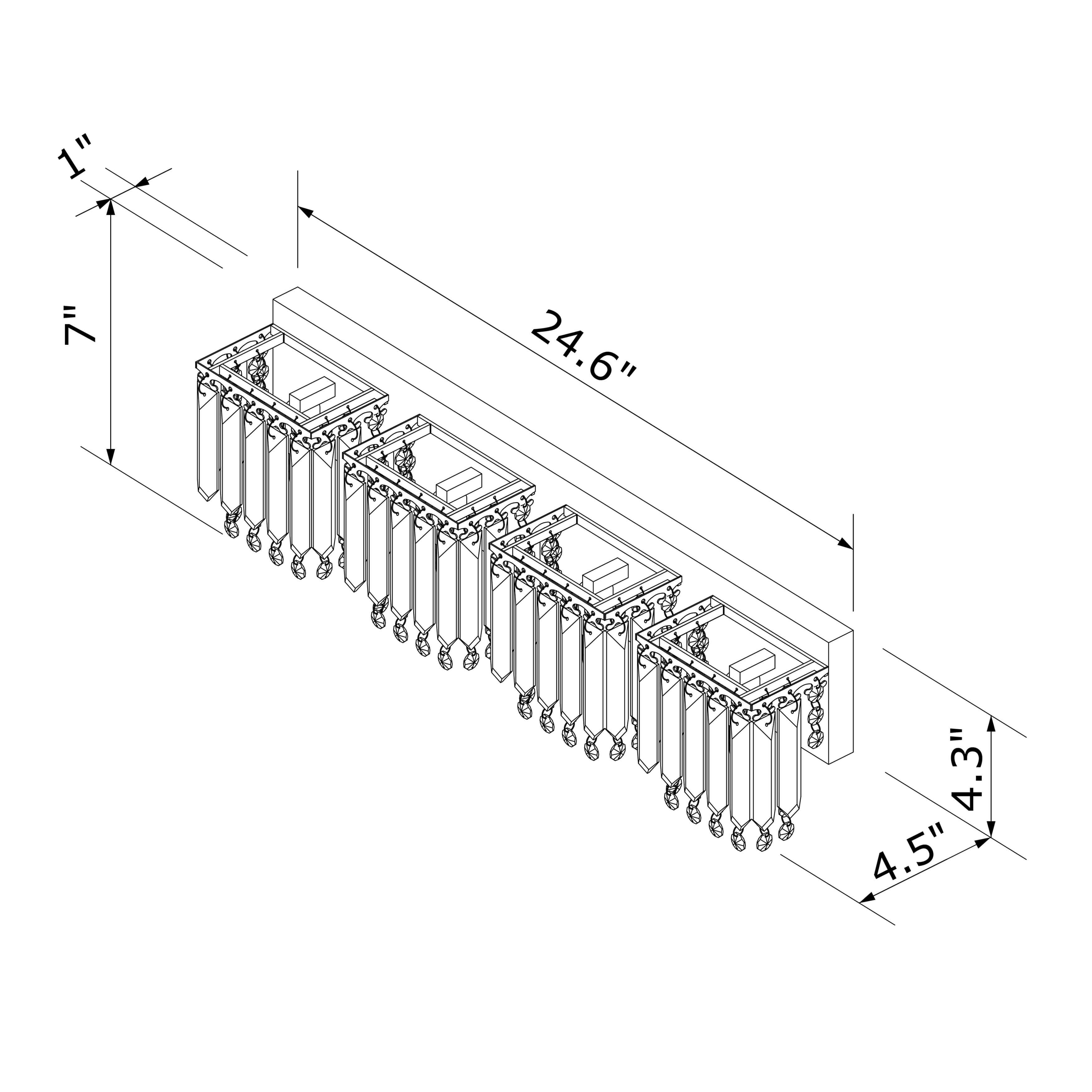 Evelyn 4-Light Crystal Strand Wall Sconce L231-HW-585