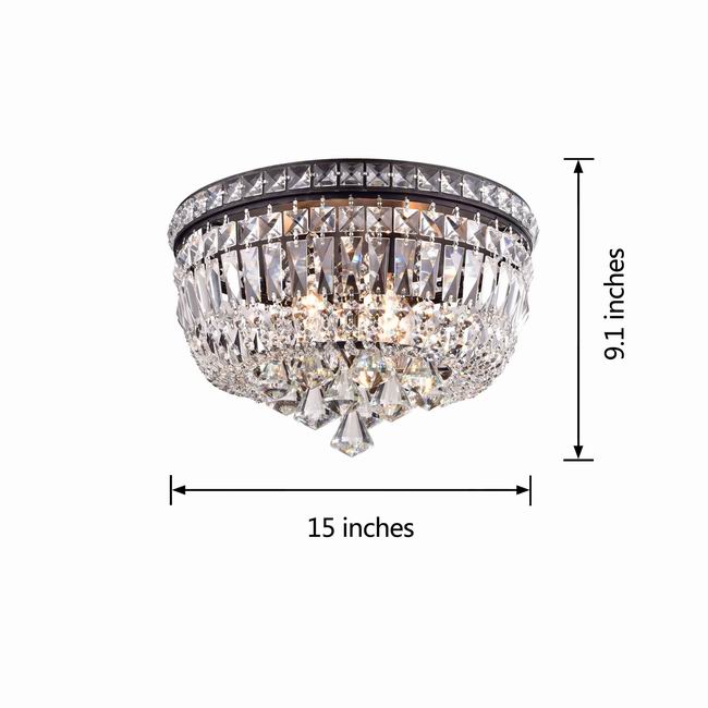 4-Light Antique Black and Crystal Flushmount L331-TD-635