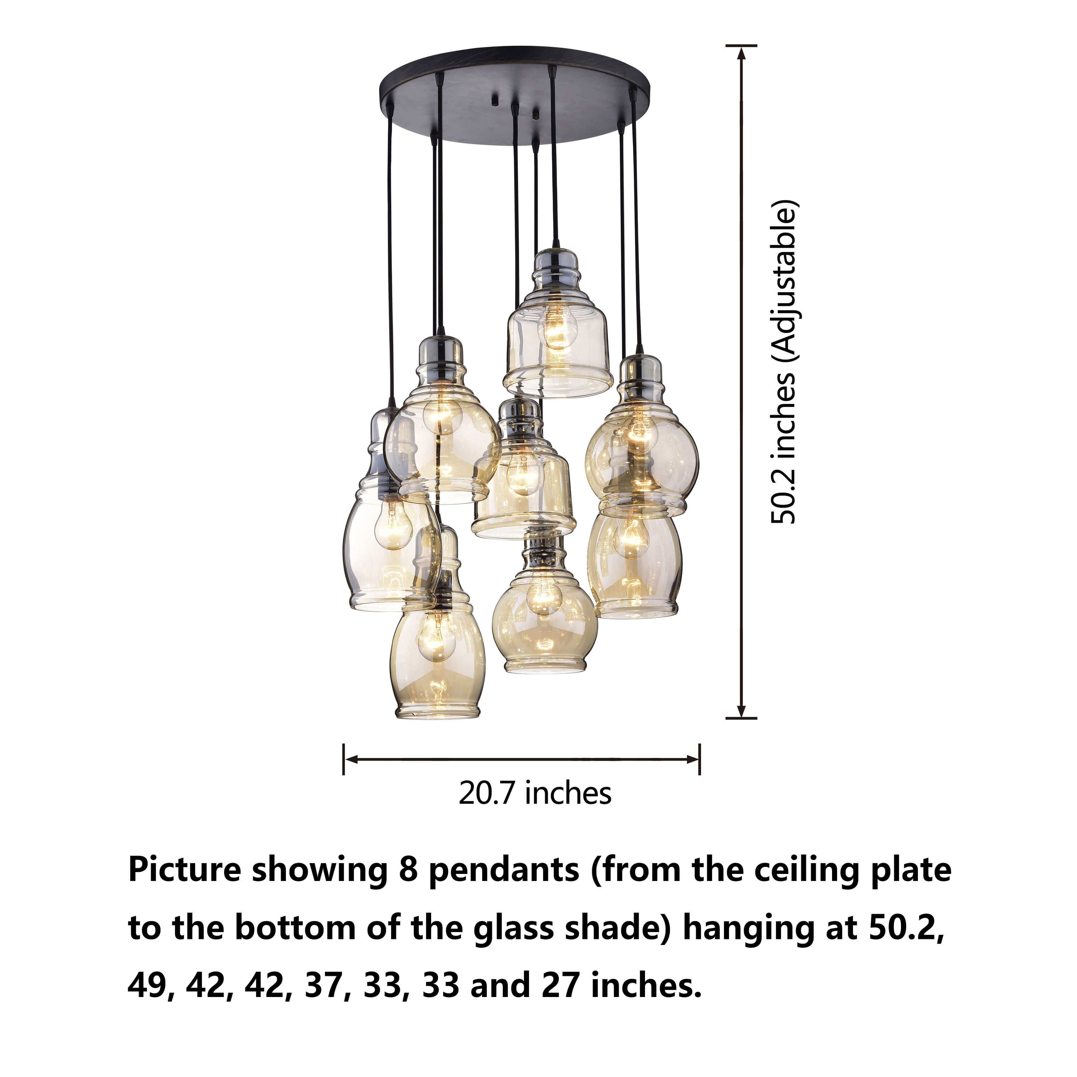 Glass Cluster Pendant in Antique Black Finish L367-XE-653