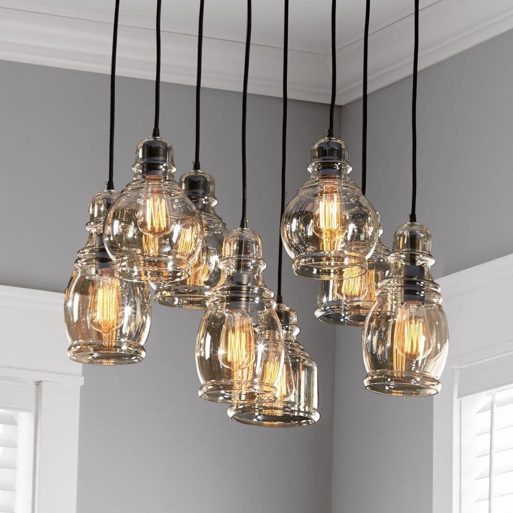 Mariana 8-Light Cognac Glass Cluster Pendant L369-KL-654 [L369-KL-654 ...