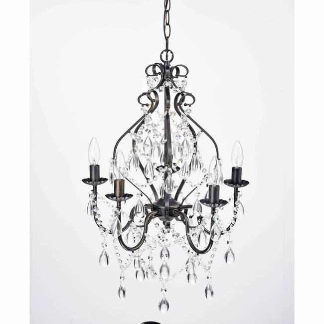 Bethany 5-Light Iron and Crystal Candle Chandelier