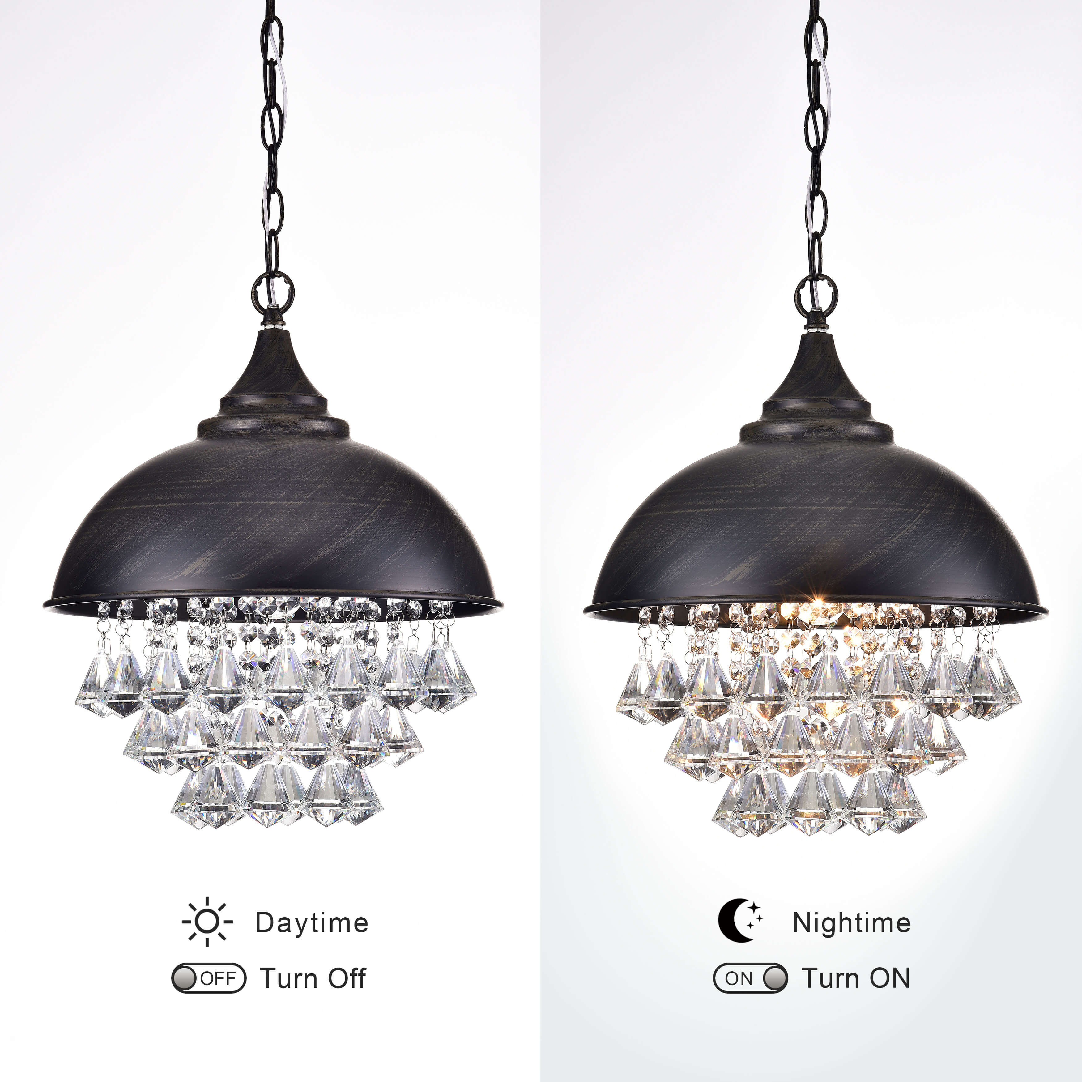 Visalia Antique Black Single Light Crystal Chandelier LJ-0014-UWY