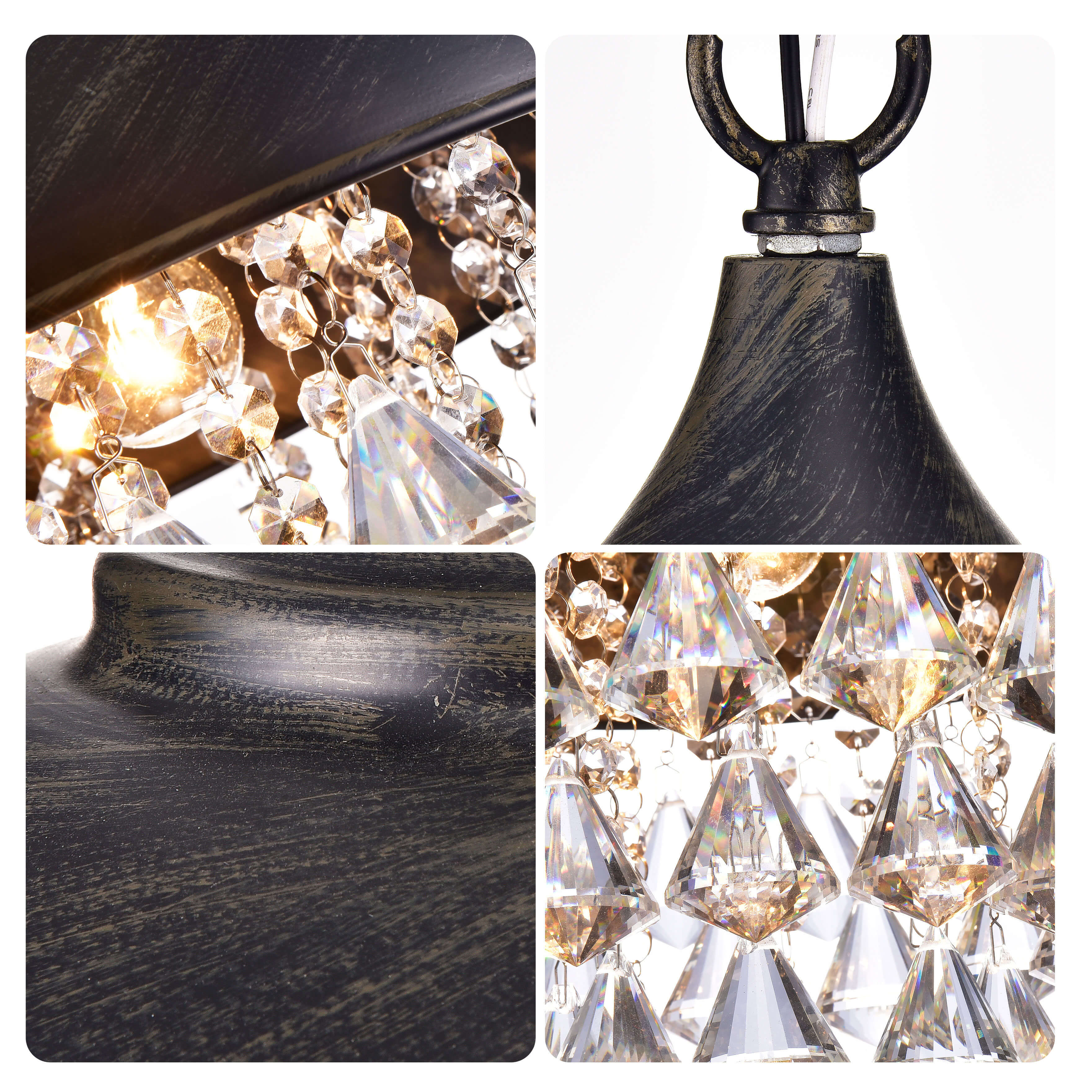 Visalia Antique Black Single Light Crystal Chandelier LJ-0014-UWY