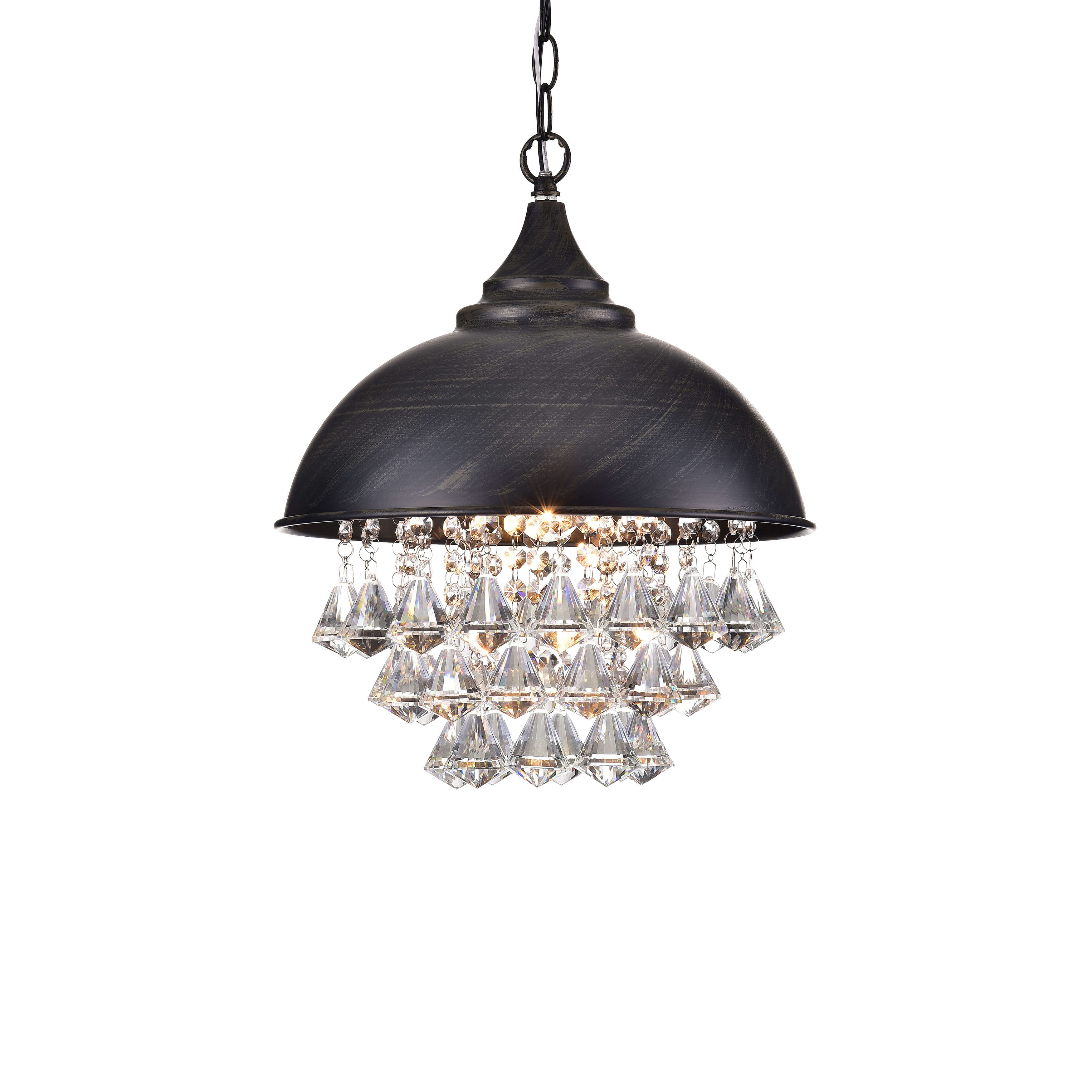 Visalia Antique Black Single Light Crystal Chandelier LJ-0014-UWY