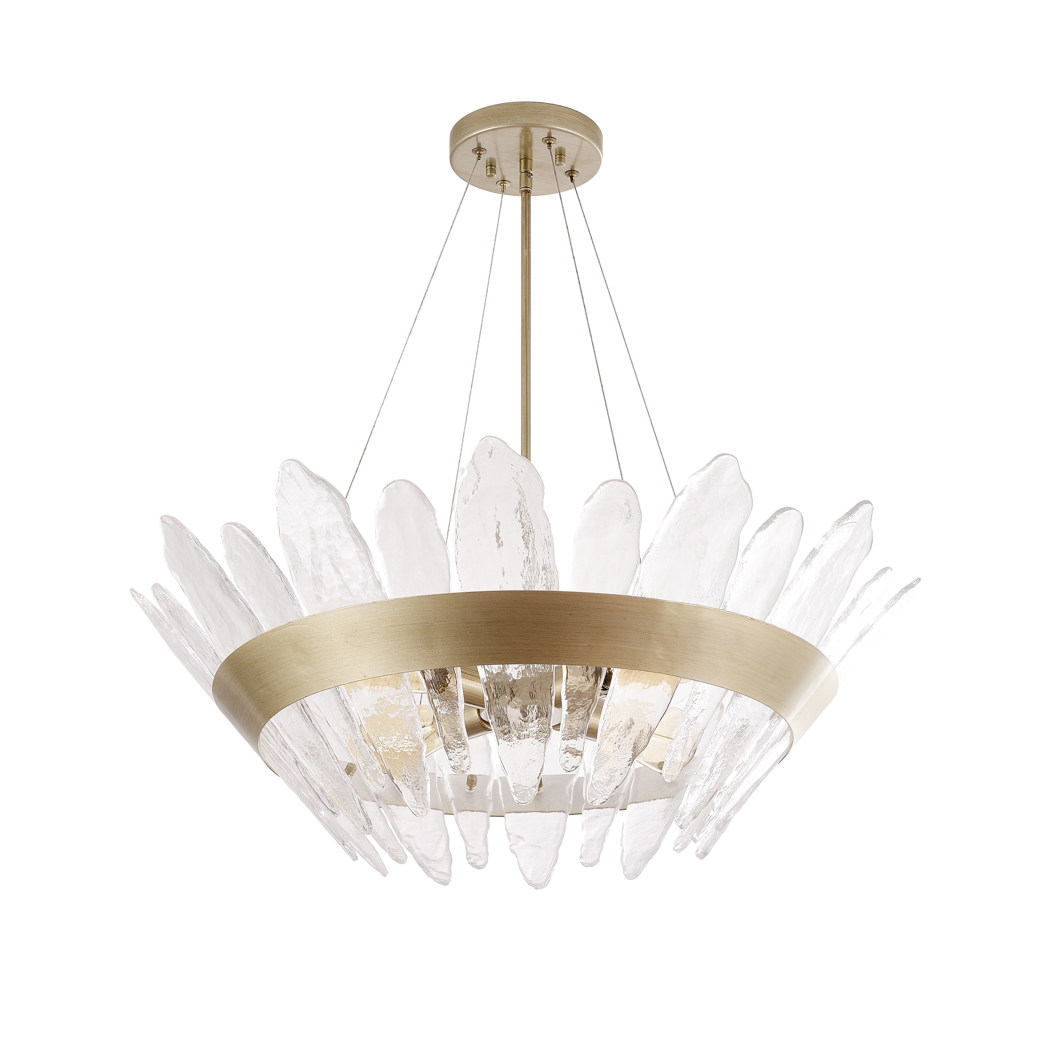 Marta 4-Light 29" Modern Brushed Champagne Silver Handcrafted Glass Chandelier LJ-0318-RVR