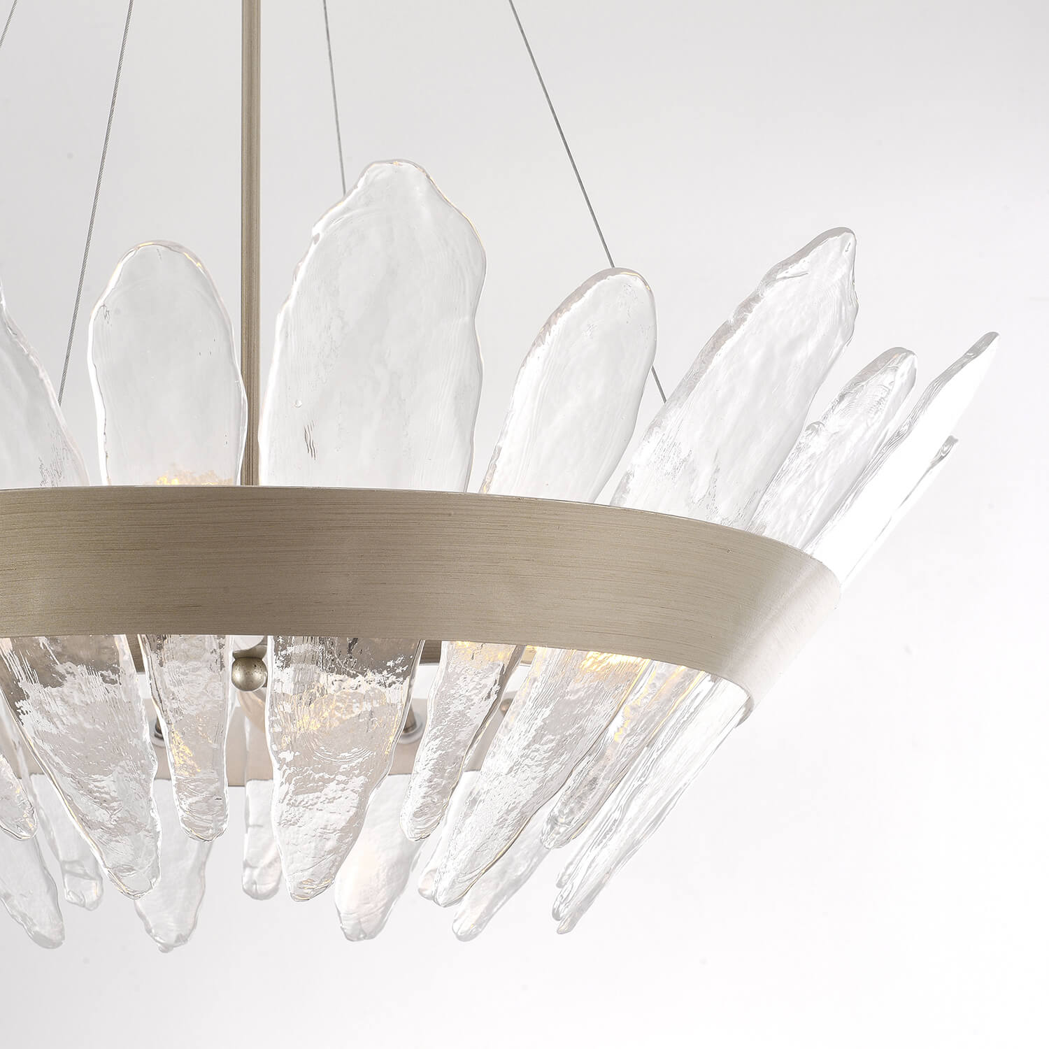 Marta 4-Light 29" Modern Brushed Champagne Silver Handcrafted Glass Chandelier LJ-0318-RVR