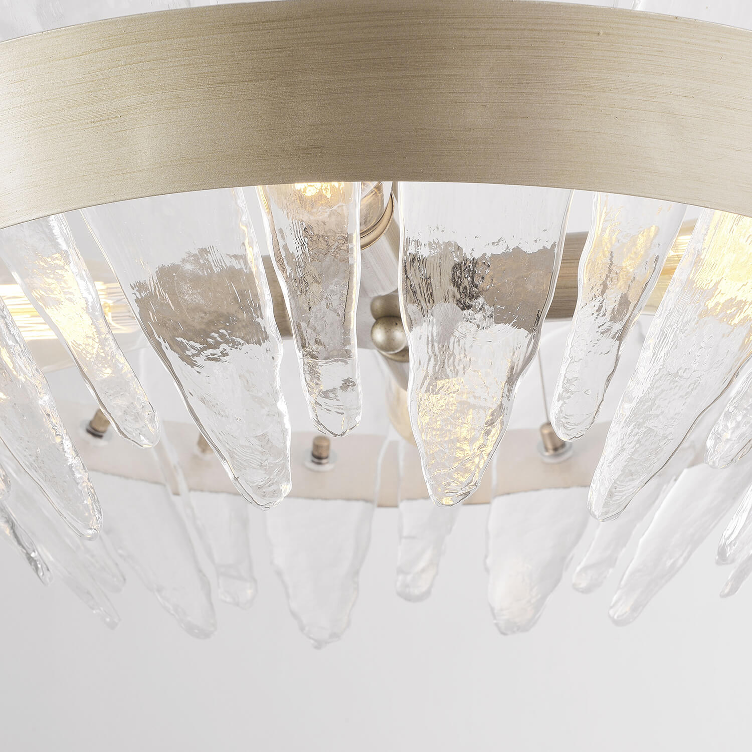 Marta 4-Light 29" Modern Brushed Champagne Silver Handcrafted Glass Chandelier LJ-0318-RVR