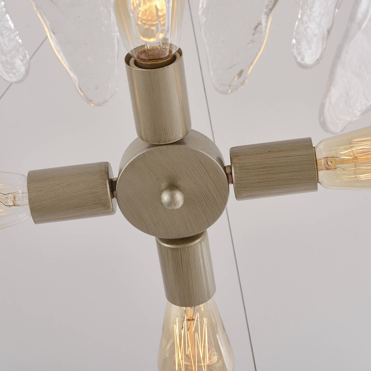 Marta 4-Light 29" Modern Brushed Champagne Silver Handcrafted Glass Chandelier LJ-0318-RVR