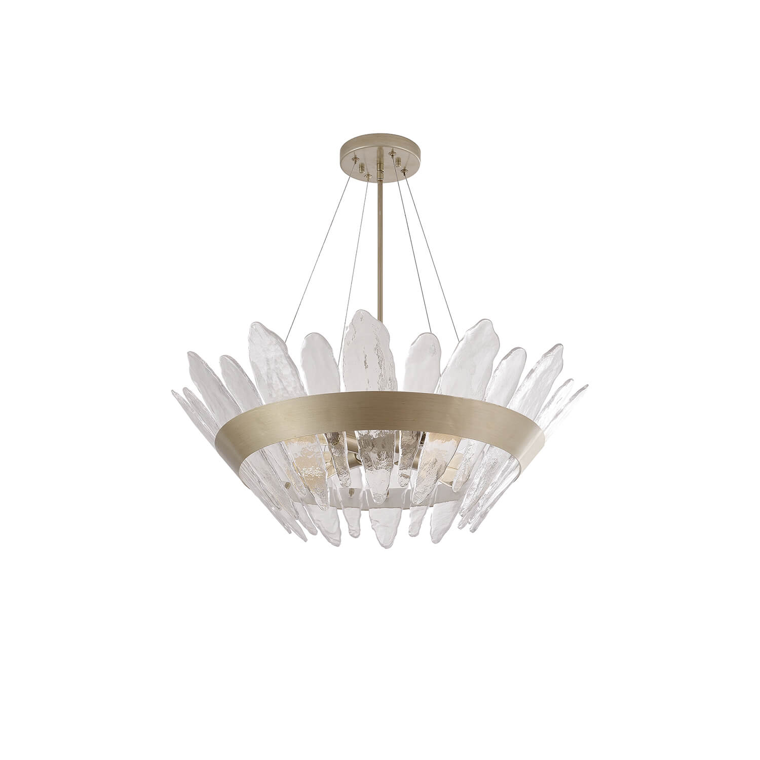 Marta 4-Light 29" Modern Brushed Champagne Silver Handcrafted Glass Chandelier LJ-0318-RVR