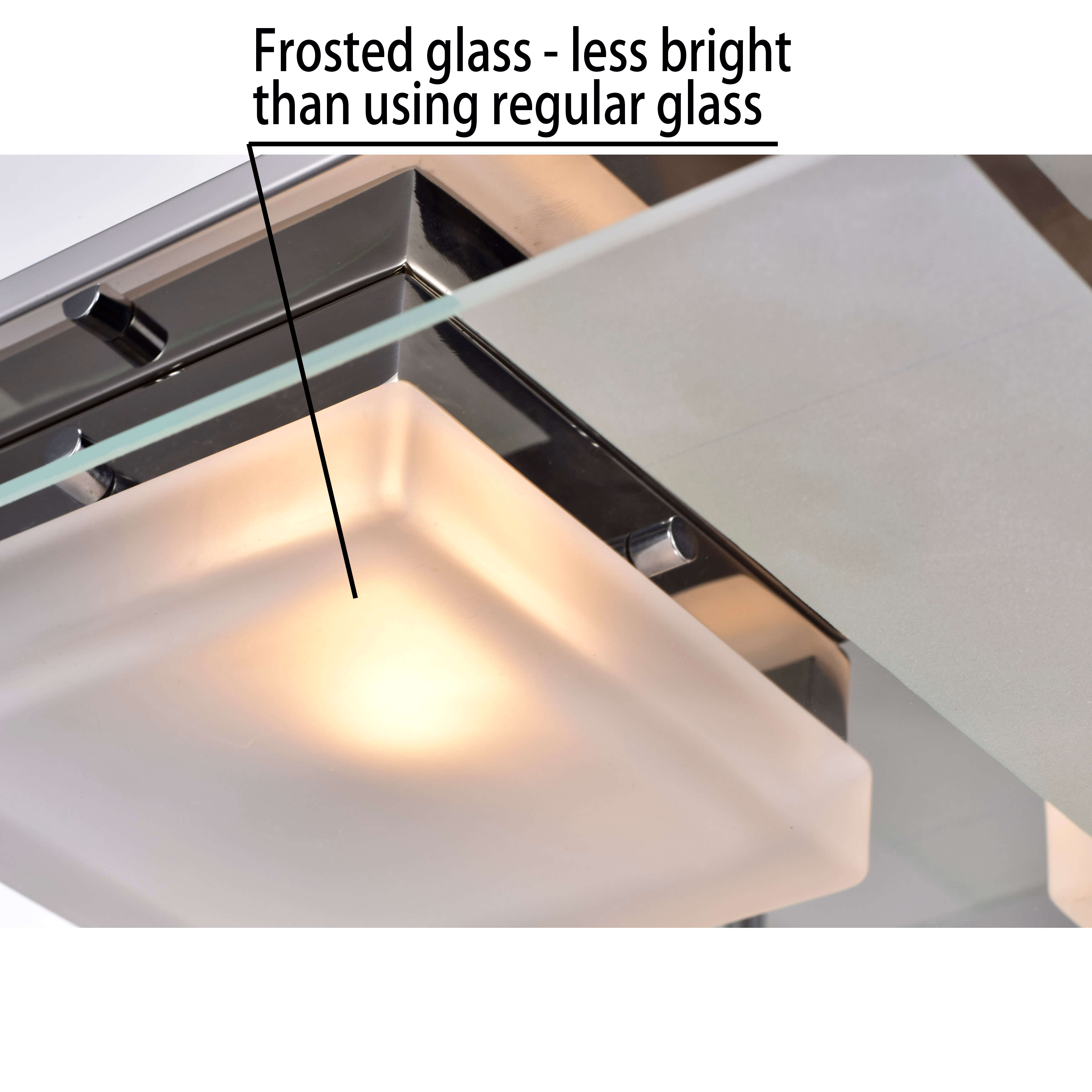 Lucia Chrome 2-light Square Frosted Glass Flush Mount Ceiling Light LJ-0470-TFY